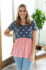 Load image into Gallery viewer, Sarah Ruffle Top - Stars and Stripes
