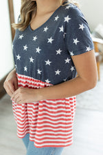 Load image into Gallery viewer, Sarah Ruffle Top - Stars and Stripes
