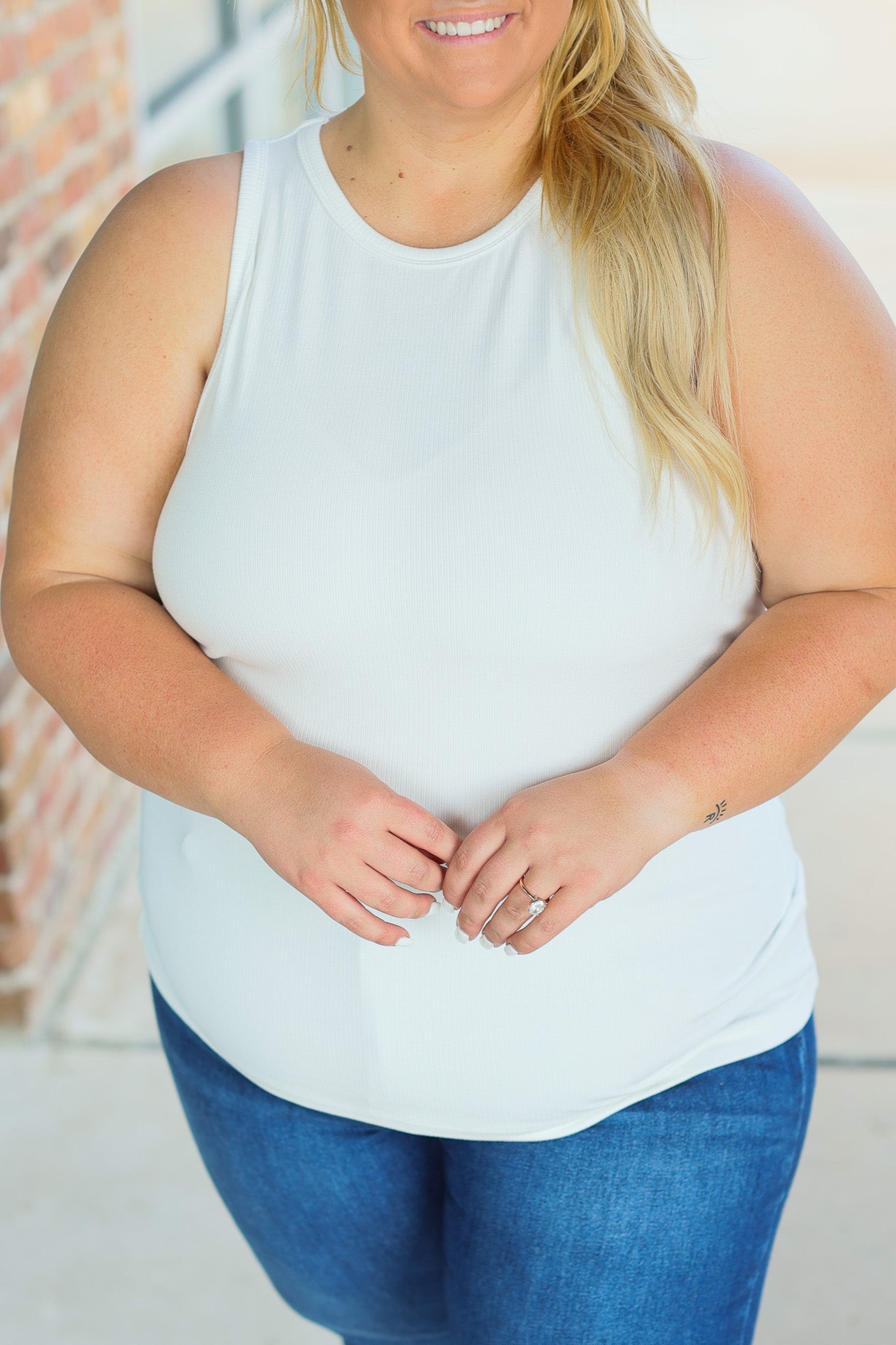 Tara Ribbed Tank - White