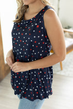 Load image into Gallery viewer, Renee Ruffle Tank - Red White and Blue Stars
