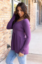 Load image into Gallery viewer, Long Sleeve Sarah Ruffle - Purple
