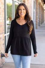 Load image into Gallery viewer, Long Sleeve Sarah Ruffle - Black
