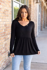 Load image into Gallery viewer, Long Sleeve Sarah Ruffle - Black
