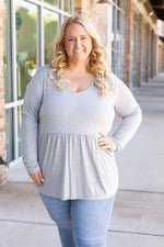 Load image into Gallery viewer, Long Sleeve Sarah Ruffle - Light Grey
