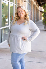 Load image into Gallery viewer, Long Sleeve Sarah Ruffle - Light Grey
