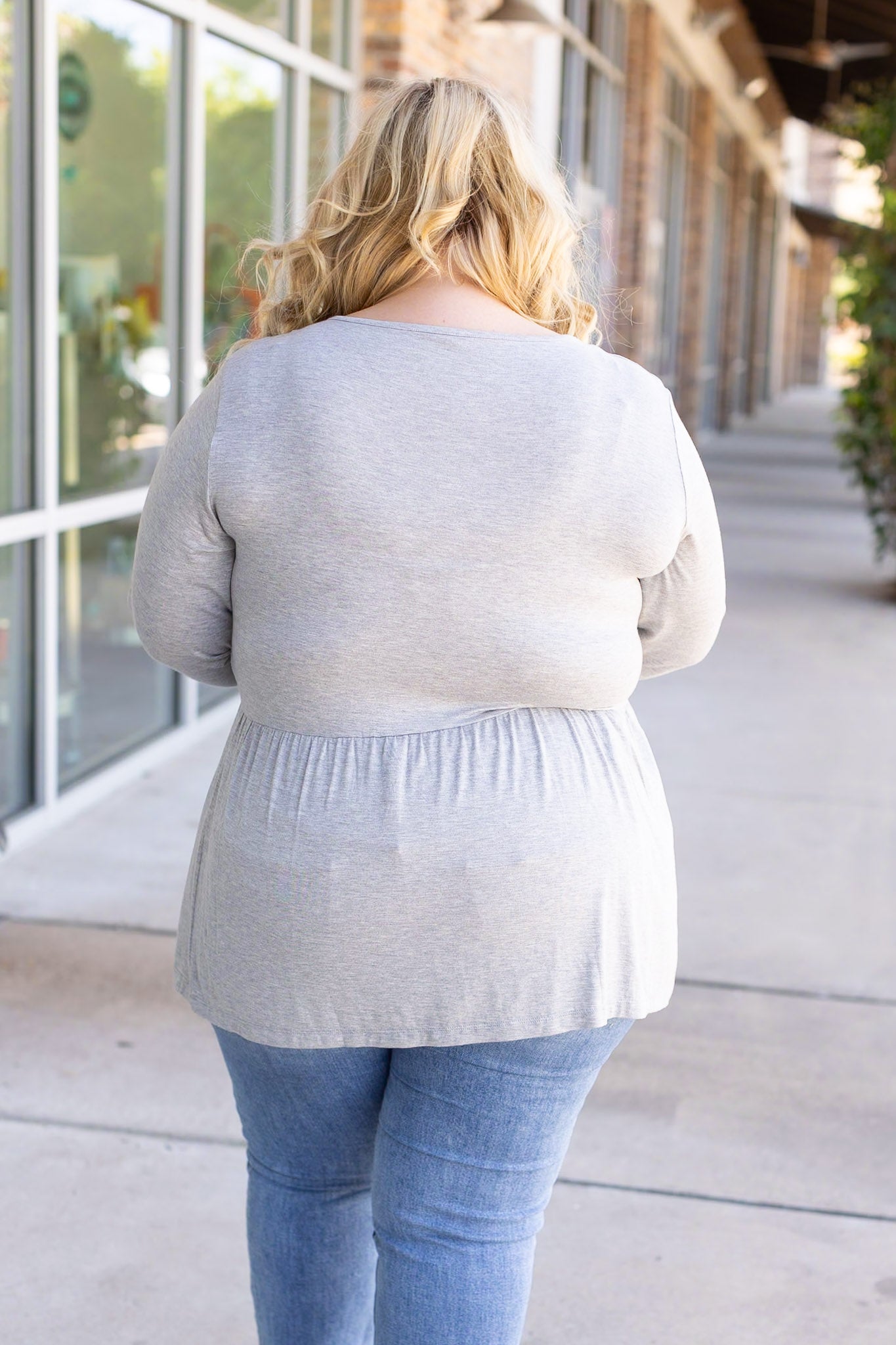 Long Sleeve Sarah Ruffle - Light Grey