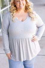 Load image into Gallery viewer, Long Sleeve Sarah Ruffle - Light Grey
