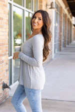 Load image into Gallery viewer, Long Sleeve Sarah Ruffle - Light Grey
