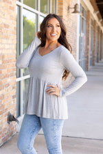 Load image into Gallery viewer, Long Sleeve Sarah Ruffle - Light Grey
