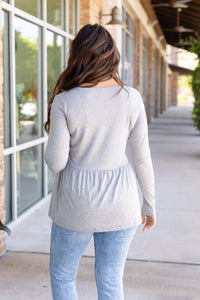 Long Sleeve Sarah Ruffle - Light Grey