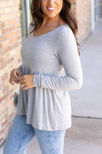 Long Sleeve Sarah Ruffle - Light Grey