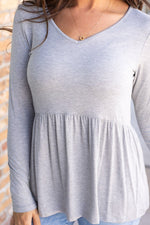 Load image into Gallery viewer, Long Sleeve Sarah Ruffle - Light Grey
