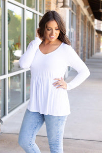 Long Sleeve Sarah Ruffle - White