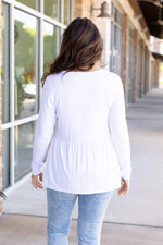 Load image into Gallery viewer, Long Sleeve Sarah Ruffle - White
