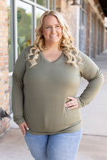 Load image into Gallery viewer, Larissa Long Sleeve - Olive | Women&#39;s V-Neck Top
