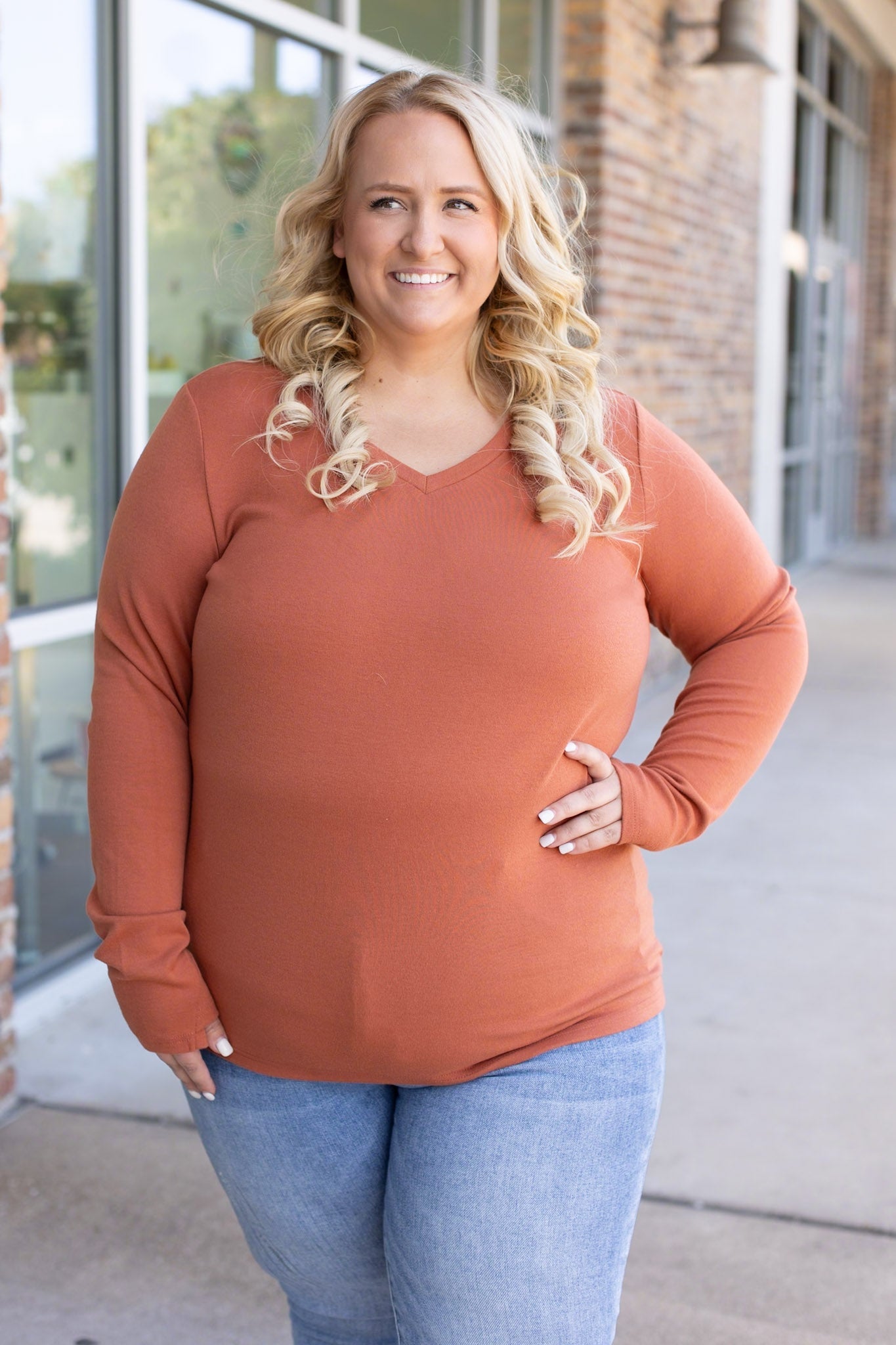 Leah Long Sleeve Top - Pumpkin