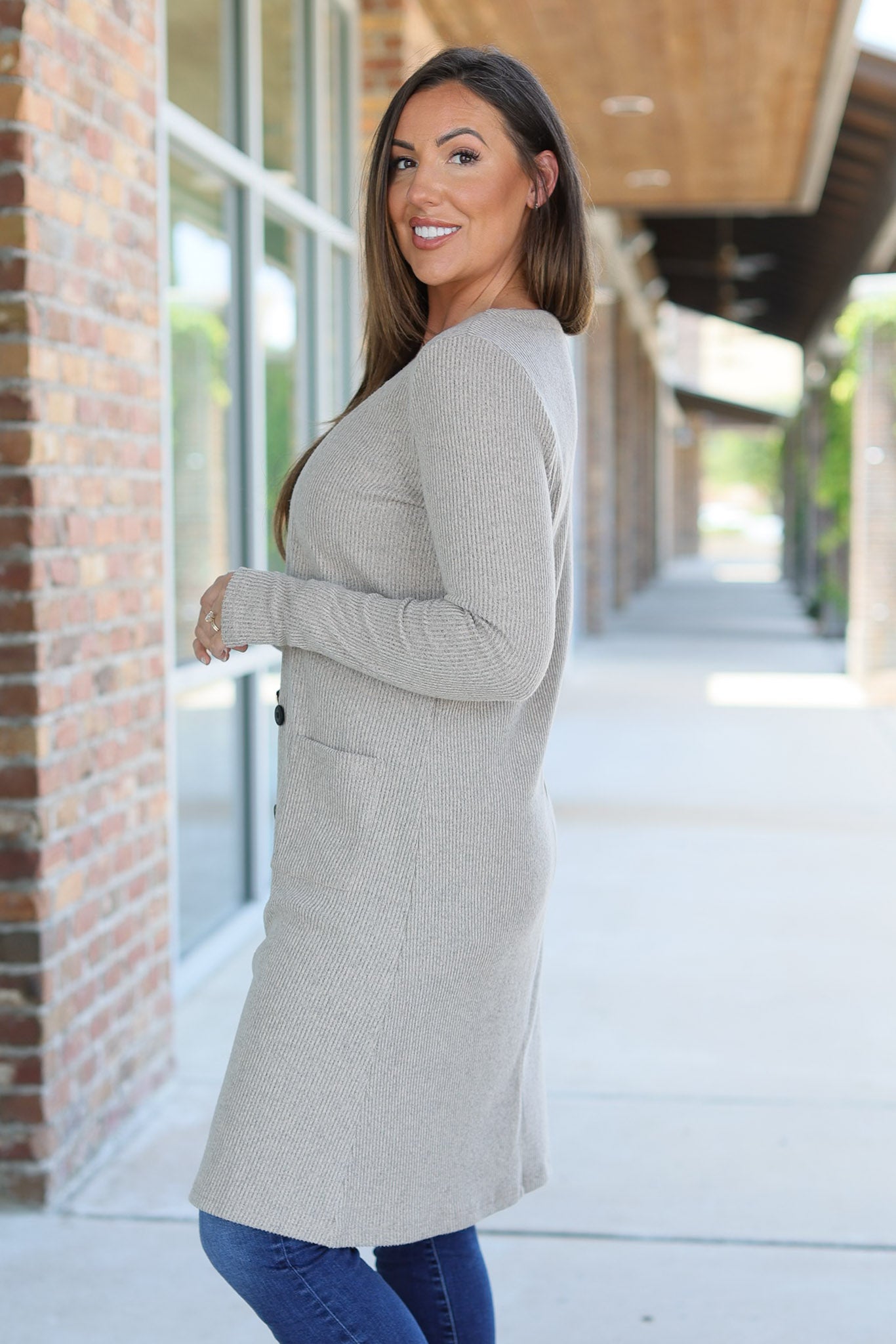 Knit Colbie Ribbed Cardigan - Mocha