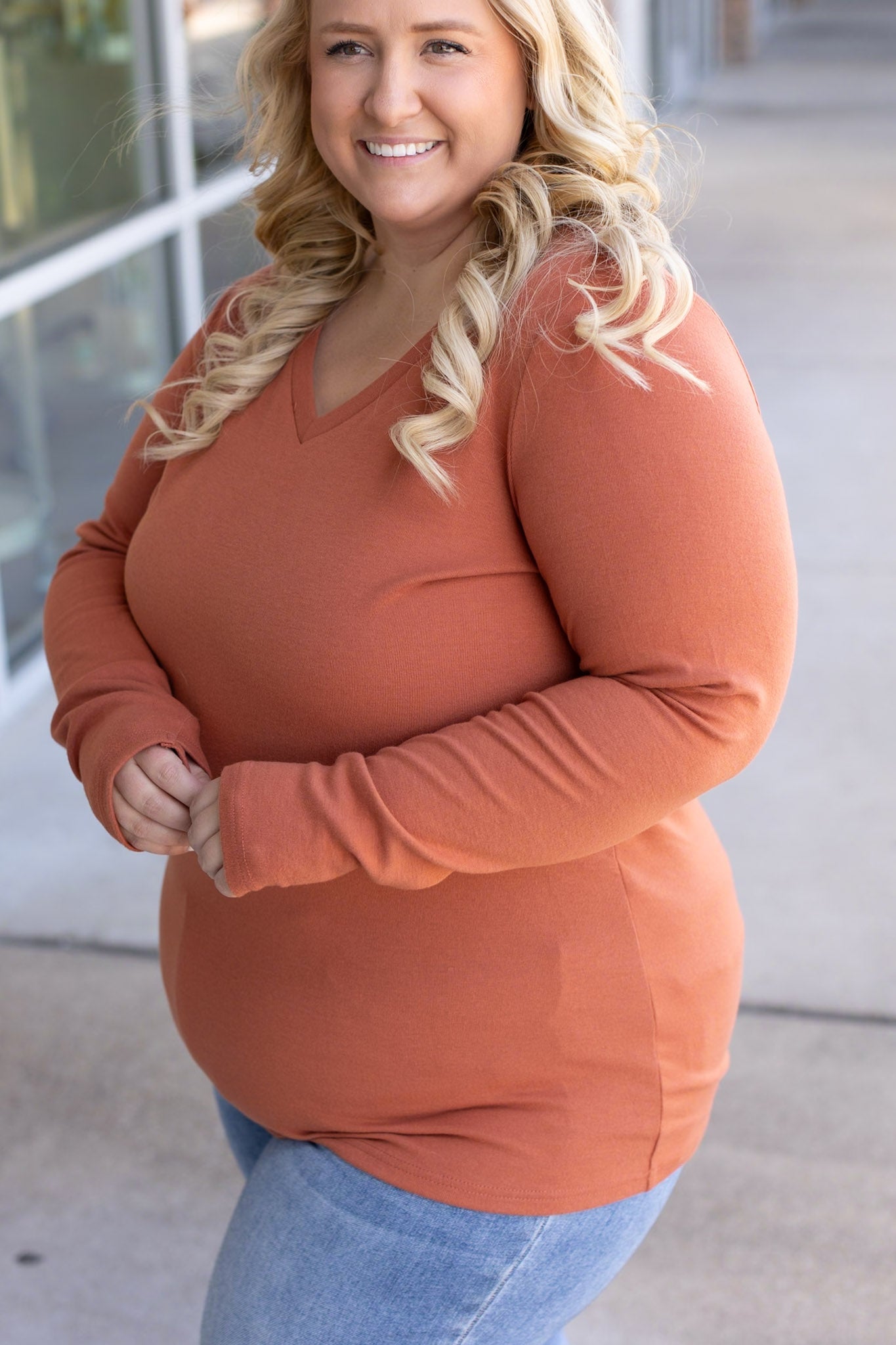 Leah Long Sleeve Top - Pumpkin