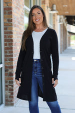 Load image into Gallery viewer, Knit Colbie Ribbed Cardigan - Black
