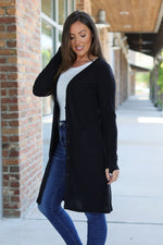 Load image into Gallery viewer, Knit Colbie Ribbed Cardigan - Black
