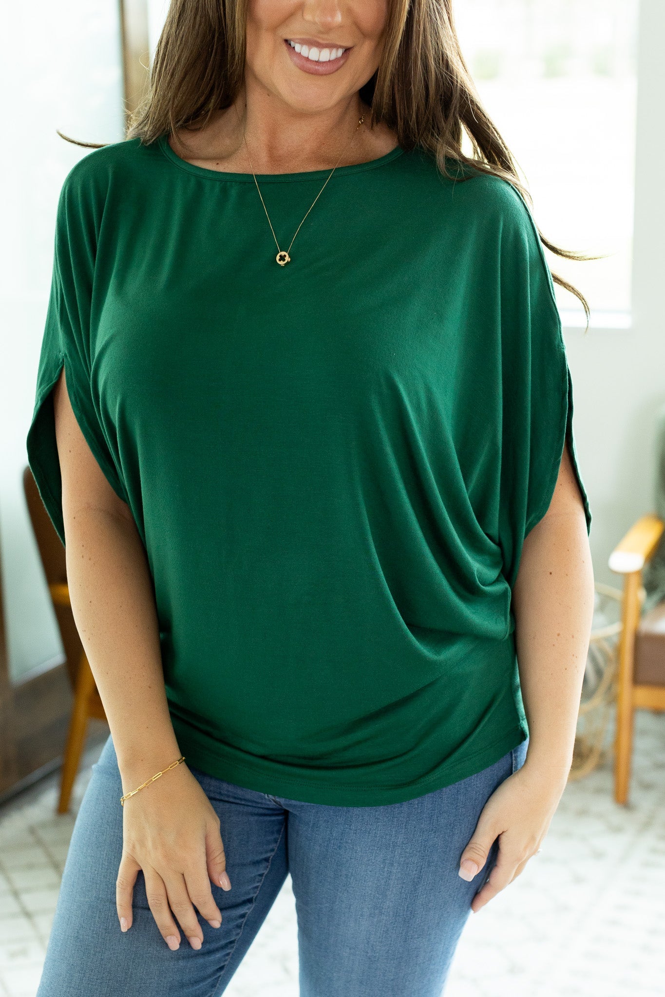 Darcy Dolman Top - Forest Green