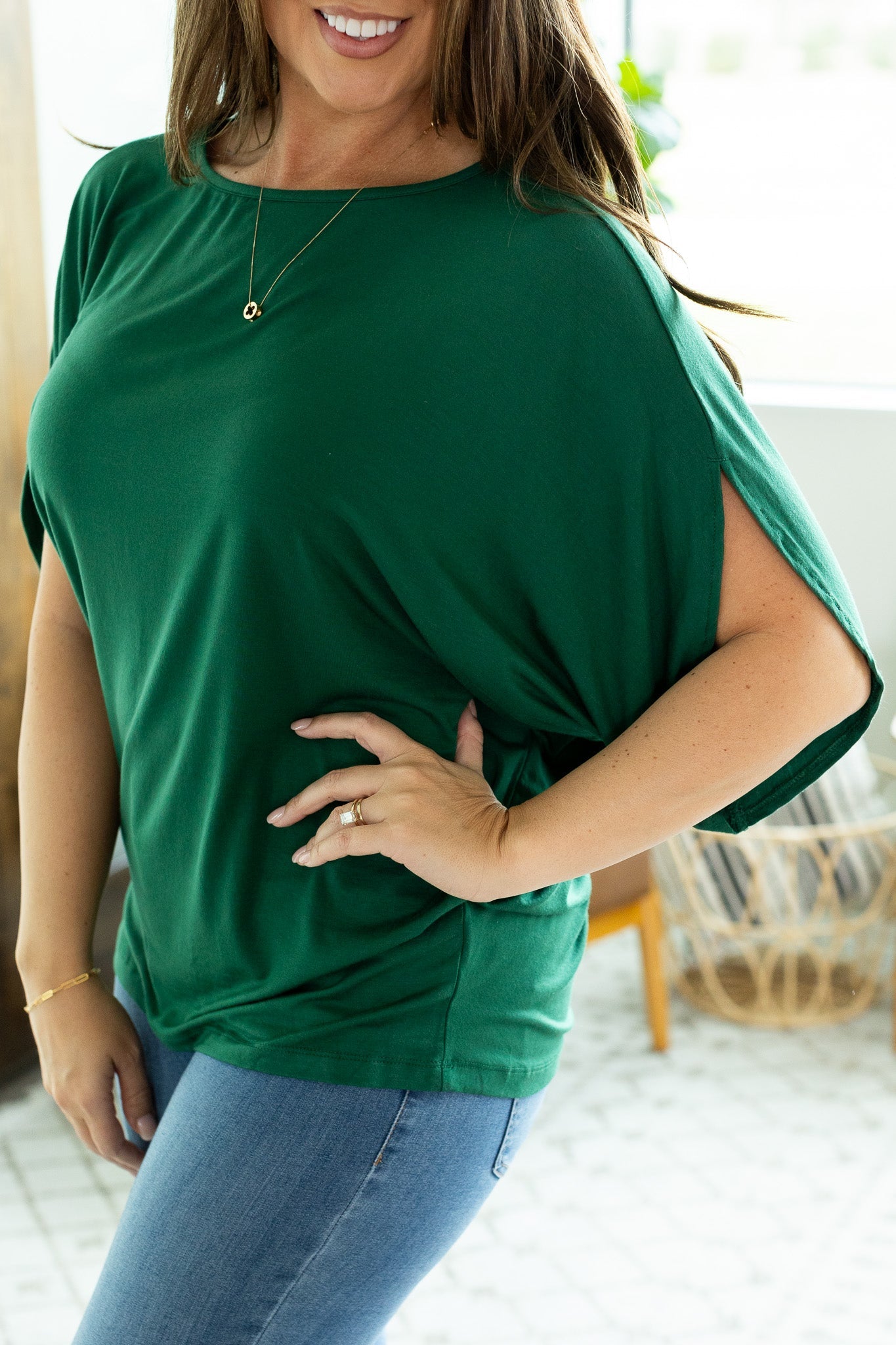 Darcy Dolman Top - Forest Green