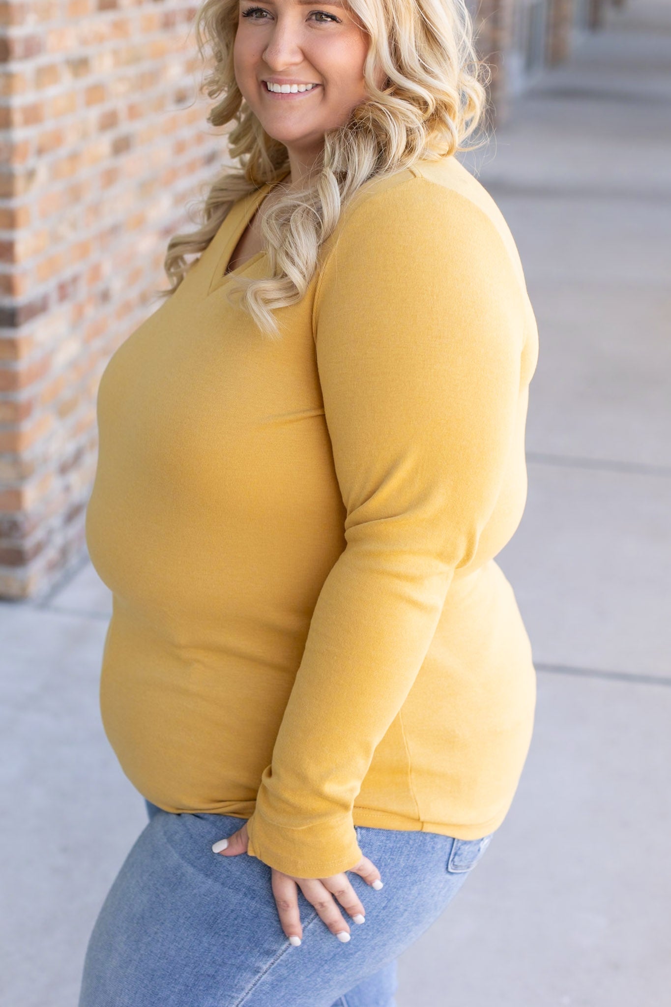 Leah Long Sleeve Top - Mustard