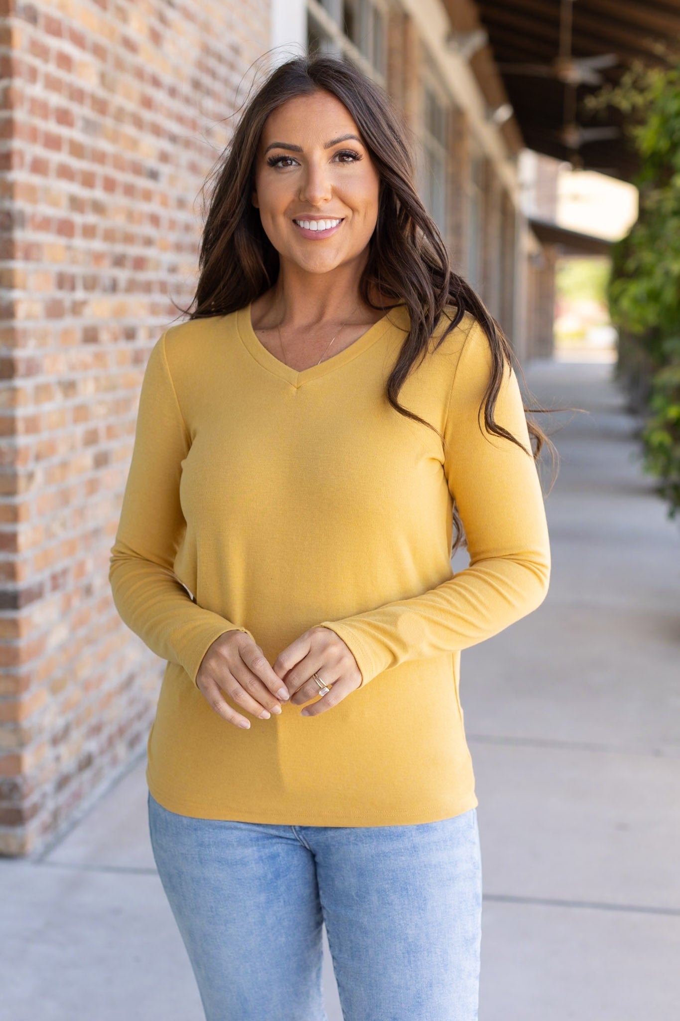 Leah Long Sleeve Top - Mustard