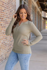 Load image into Gallery viewer, Harper Long Sleeve Henley - Olive
