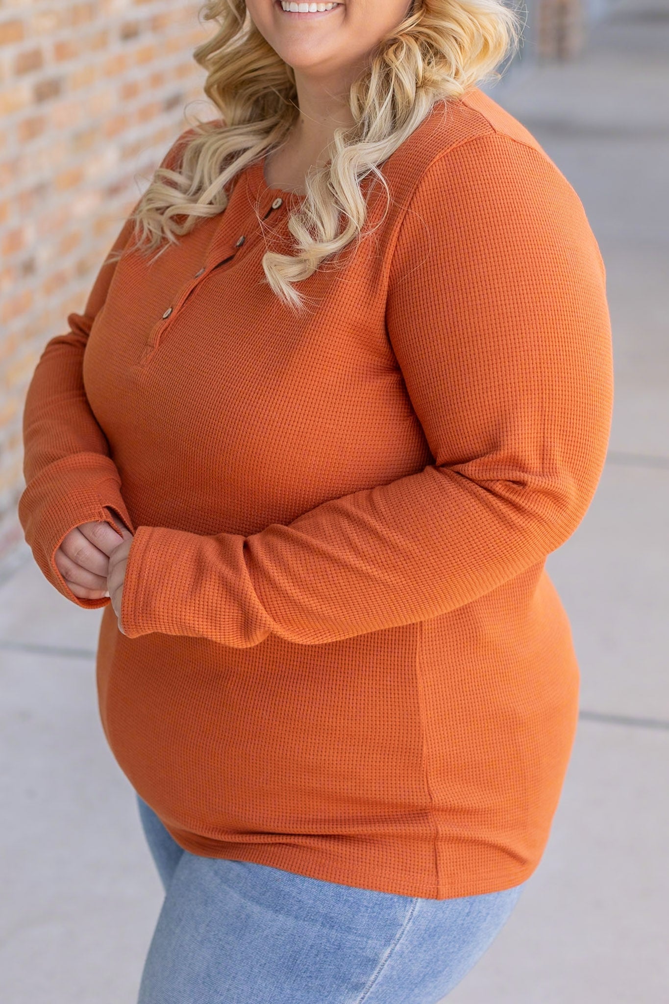 Harper Long Sleeve Henley - Pumpkin