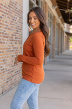 Load image into Gallery viewer, Harper Long Sleeve Henley - Pumpkin
