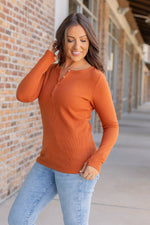 Load image into Gallery viewer, Harper Long Sleeve Henley - Pumpkin
