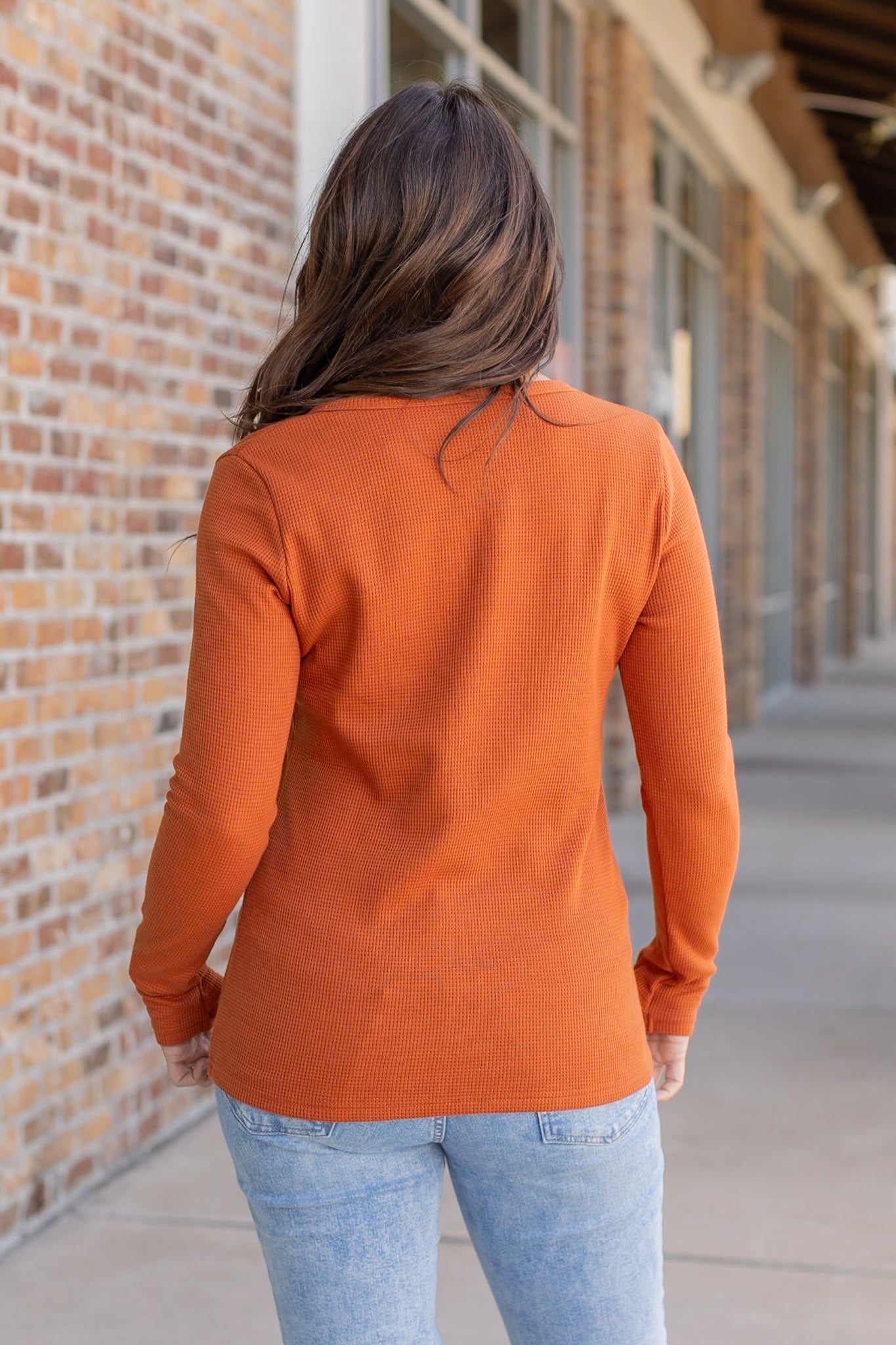 Harper Long Sleeve Henley - Pumpkin