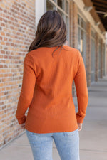 Load image into Gallery viewer, Harper Long Sleeve Henley - Pumpkin
