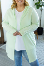 Load image into Gallery viewer, Claire Hooded Waffle Cardigan - Lime
