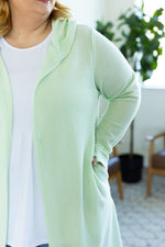 Load image into Gallery viewer, Claire Hooded Waffle Cardigan - Lime
