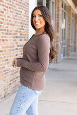 Load image into Gallery viewer, Harper Long Sleeve Henley - Mocha
