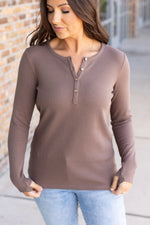 Load image into Gallery viewer, Harper Long Sleeve Henley - Mocha
