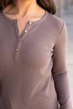 Load image into Gallery viewer, Harper Long Sleeve Henley - Mocha
