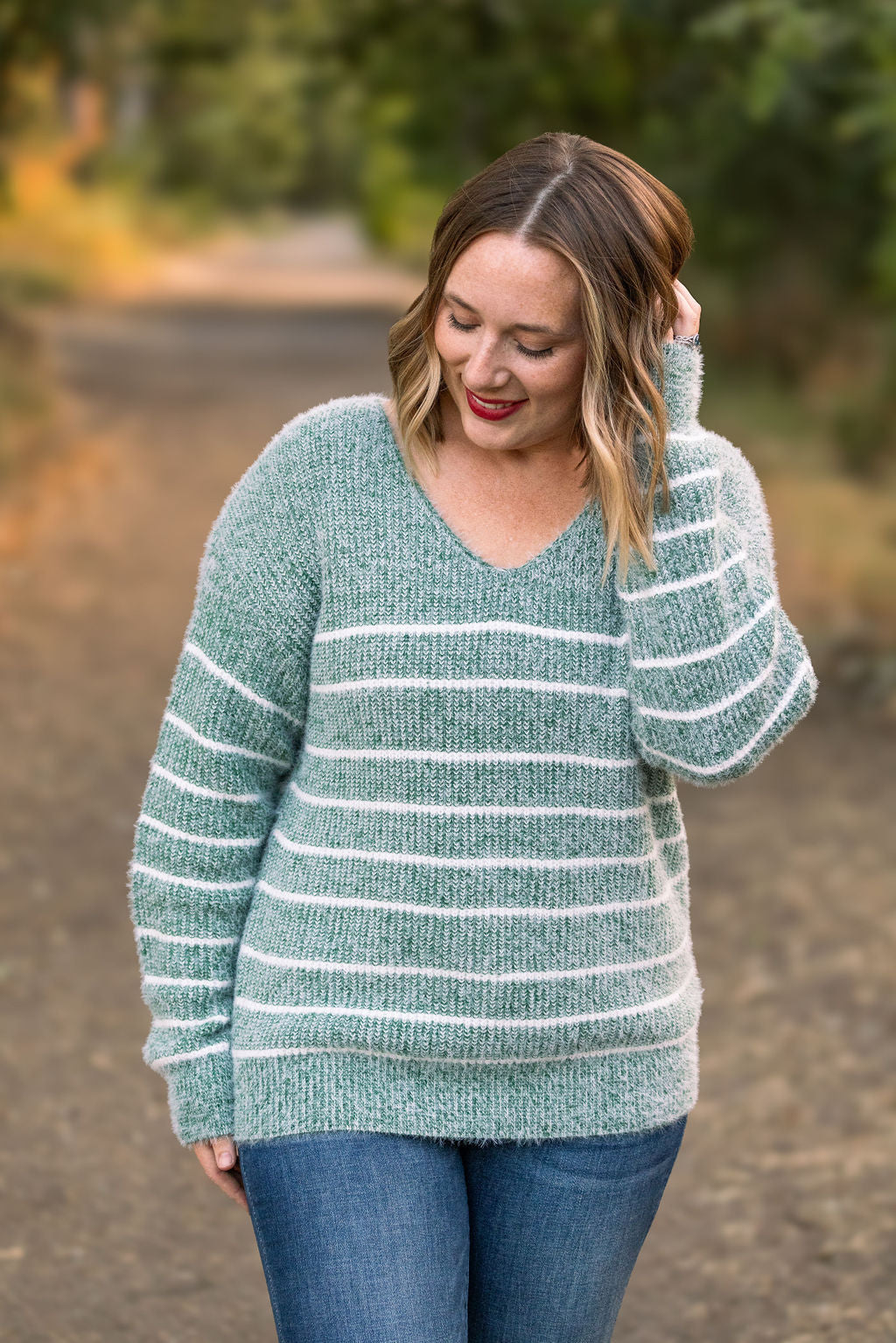 Cozy Striped Sweater - Green