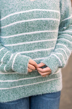 Load image into Gallery viewer, Cozy Striped Sweater - Green
