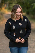 Load image into Gallery viewer, Holly Jolly Sweater - Gold + Silver Trees
