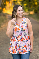 Load image into Gallery viewer, Renee Ruffle Tank - Fall Floral Leaves
