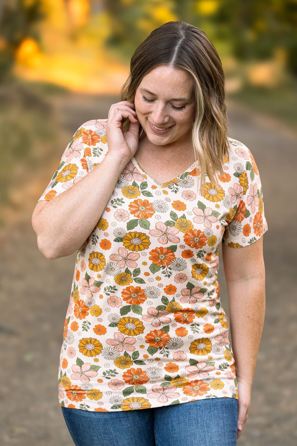 Chloe Cozy Tee - Fall Boho Floral