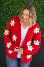 Load image into Gallery viewer, Snowflake Cardigan - Red
