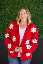 Load image into Gallery viewer, Snowflake Cardigan - Red
