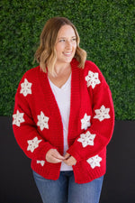 Load image into Gallery viewer, Snowflake Cardigan - Red
