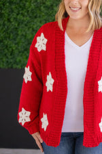 Load image into Gallery viewer, Snowflake Cardigan - Red
