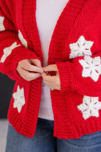 Snowflake Cardigan - Red