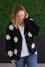 Load image into Gallery viewer, Snowflake Cardigan - Black
